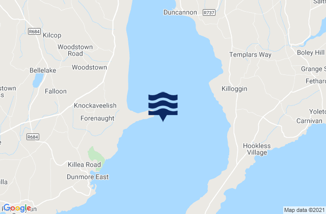 Mapa da tábua de marés em Creadan Head, Ireland