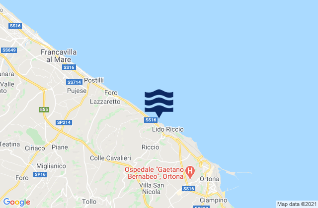 Mapa da tábua de marés em Crecchio, Italy