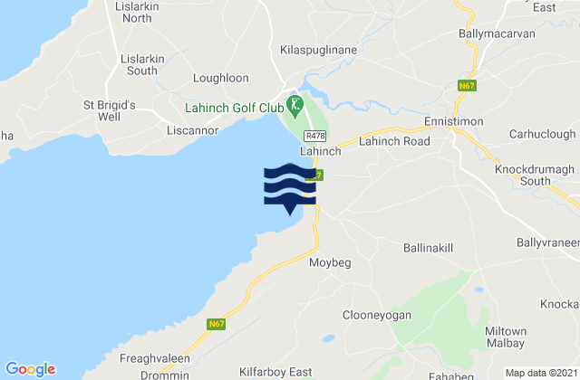 Mapa da tábua de marés em Cregg / Moy Beach, Ireland