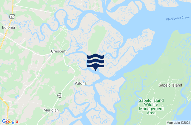 Mapa da tábua de marés em Creighton Narrows Entrance (Crescent River), United States
