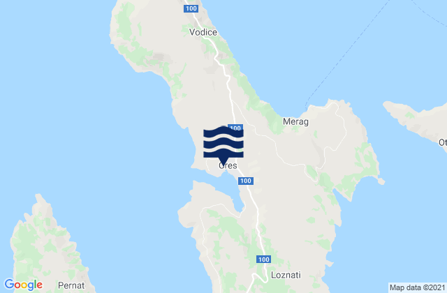 Mapa da tábua de marés em Cres, Croatia