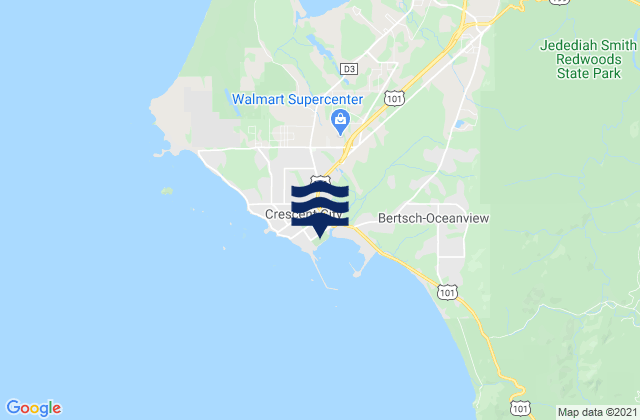 Mapa da tábua de marés em Crescent City, United States