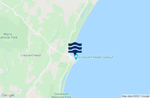 Mapa da tábua de marés em Crescent Head, Australia