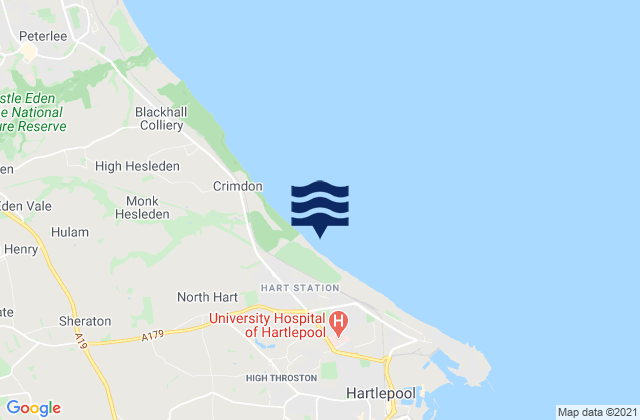Mapa da tábua de marés em Crimdon Beck Beach, United Kingdom