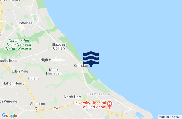 Mapa da tábua de marés em Crimdon Park Beach, United Kingdom