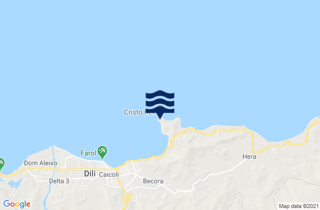 Mapa da tábua de marés em Cristo Rei, Timor Leste