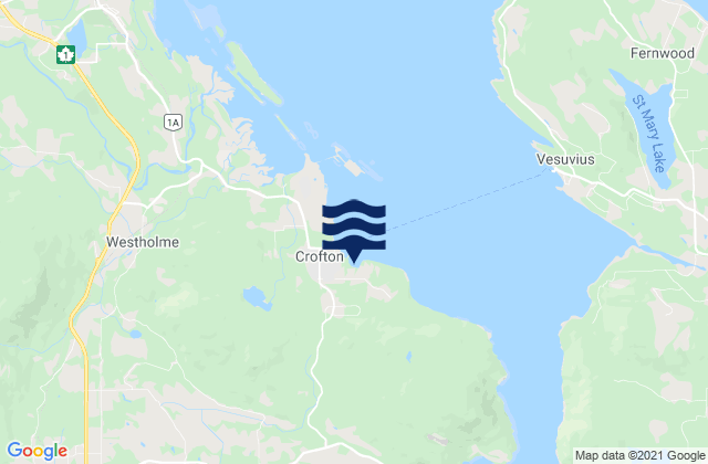Mapa da tábua de marés em Crofton, Canada
