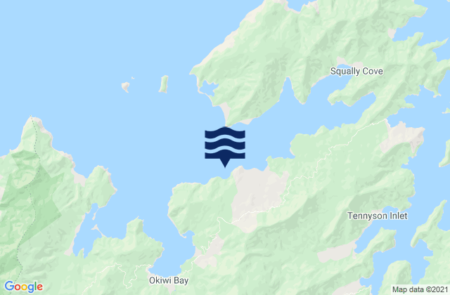 Mapa da tábua de marés em Croisilles Harbour, New Zealand