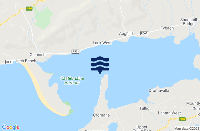 Mapa da tábua de marés em Cromane Point, Ireland