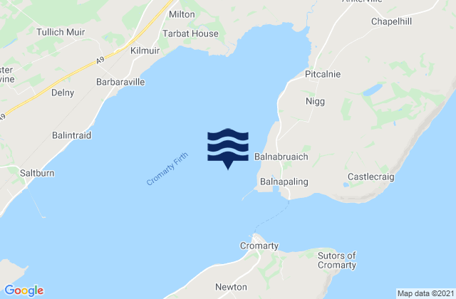 Mapa da tábua de marés em Cromarty, United Kingdom