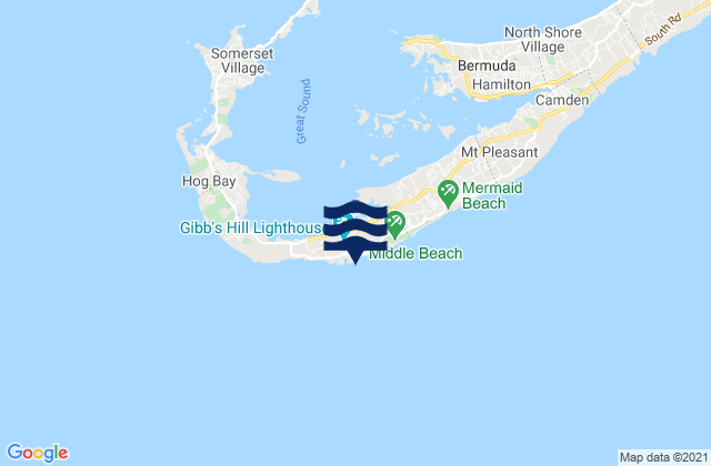 Mapa da tábua de marés em Cross Bay Beach, Bermuda