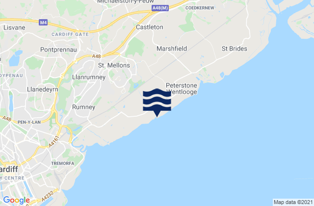 Mapa da tábua de marés em Crosskeys, United Kingdom