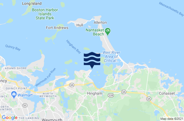 Mapa da tábua de marés em Crow Point (Hingham Harbor Entrance), United States