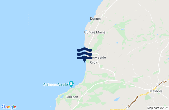 Mapa da tábua de marés em Croy Beach, United Kingdom