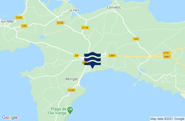 Mapa da tábua de marés em Crozon, France