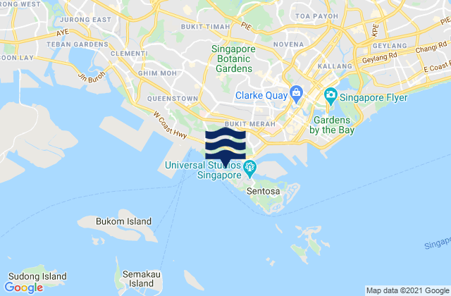Mapa da tábua de marés em Cruise Bay, Singapore