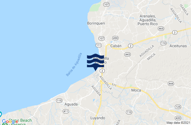 Mapa da tábua de marés em Cruz Barrio, Puerto Rico