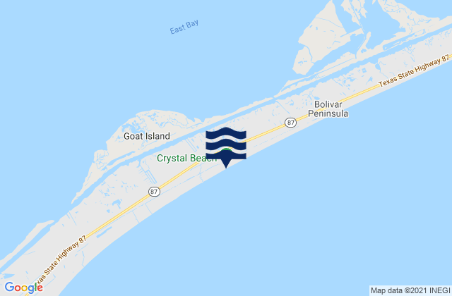 Mapa da tábua de marés em Crystal Beach, United States
