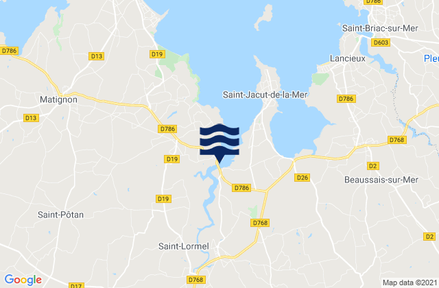 Mapa da tábua de marés em Créhen, France
