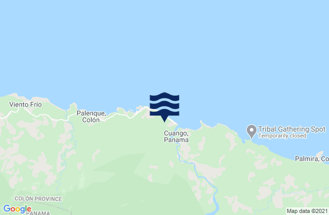 Mapa da tábua de marés em Cuango, Panama