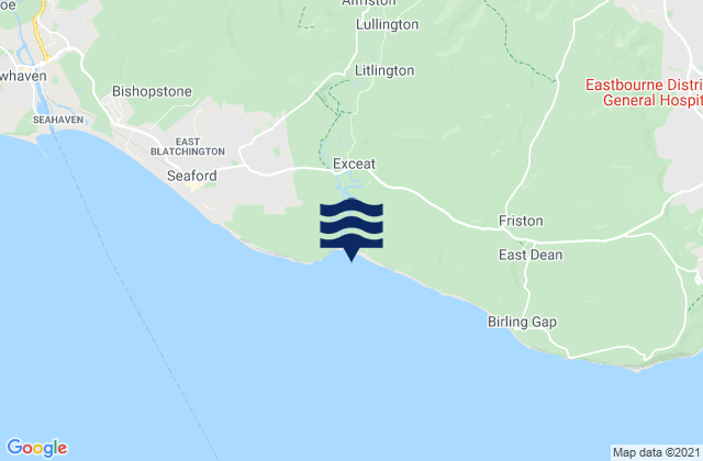 Mapa da tábua de marés em Cuckmere Haven Beach, United Kingdom