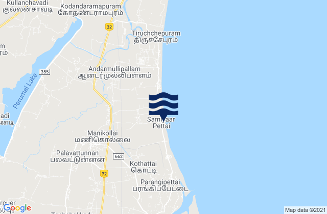 Mapa da tábua de marés em Cuddalore, India