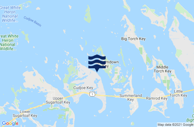 Mapa da tábua de marés em Cudjoe Key northeast side Kemp Channel, United States