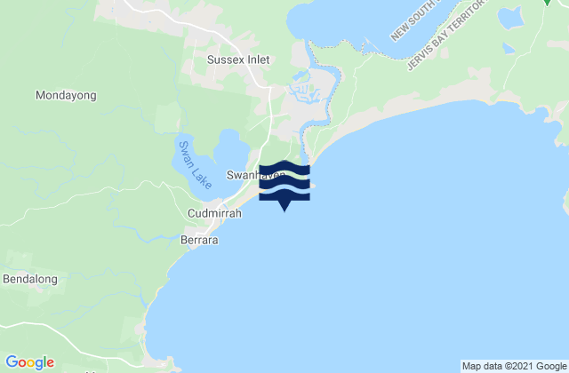 Mapa da tábua de marés em Cudmirrah Beach, Australia