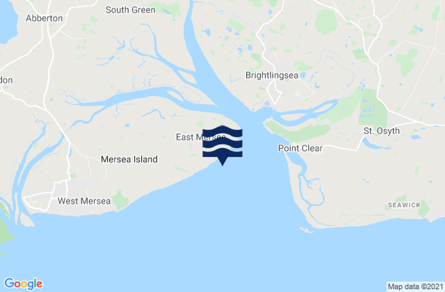 Mapa da tábua de marés em Cudmore Grove Beach, United Kingdom