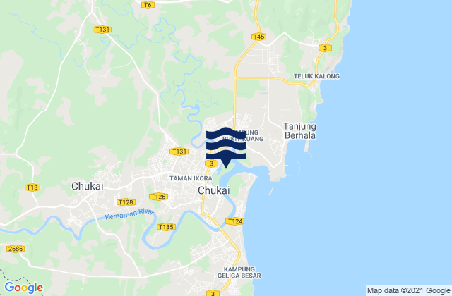 Mapa da tábua de marés em Cukai, Malaysia