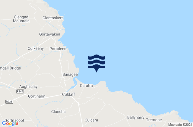 Mapa da tábua de marés em Culdaff Bay, Ireland