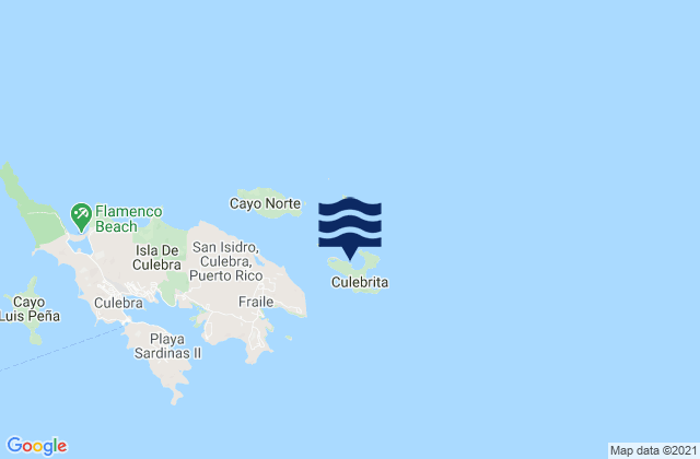 Mapa da tábua de marés em Culebrita Island, Puerto Rico