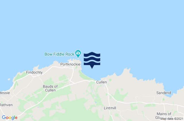 Mapa da tábua de marés em Cullen Bay, United Kingdom