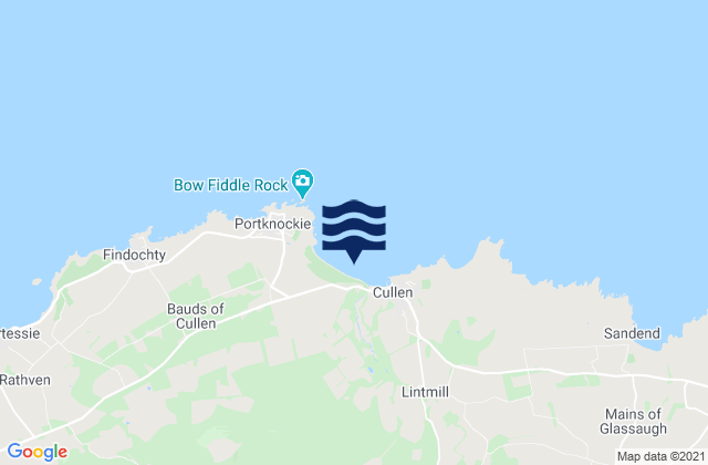 Mapa da tábua de marés em Cullen Beach, United Kingdom