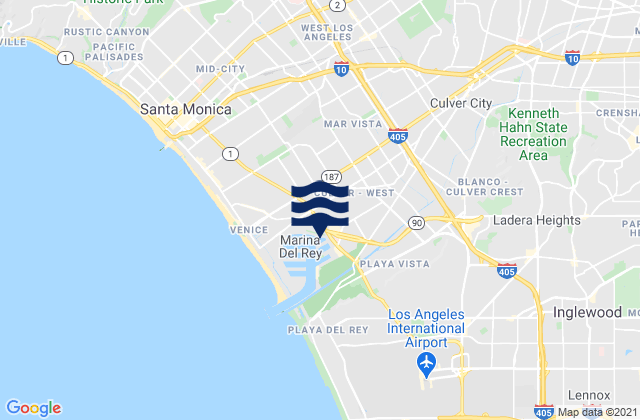 Mapa da tábua de marés em Culver City, United States