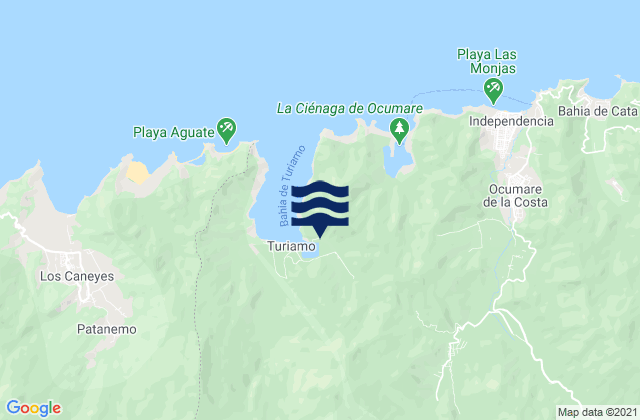 Mapa da tábua de marés em Cumboto, Venezuela