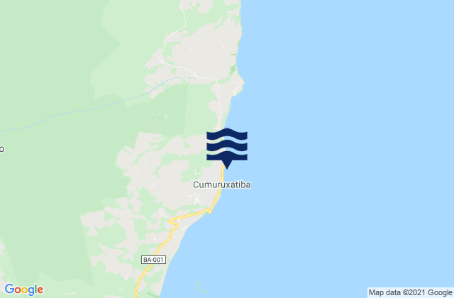Mapa da tábua de marés em Cumuruxatiba, Brazil