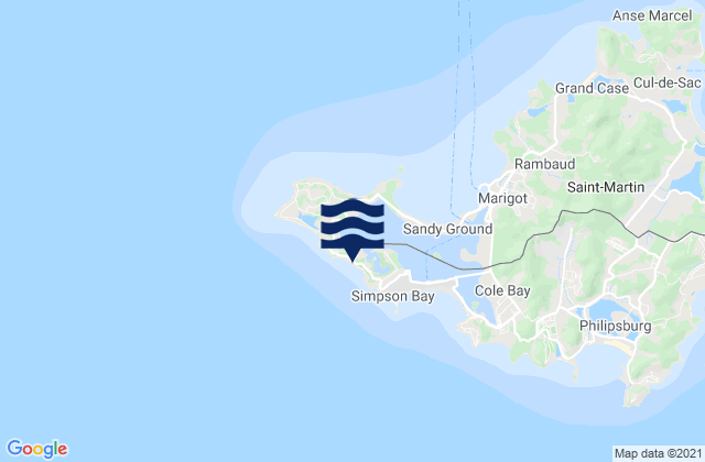 Mapa da tábua de marés em Cupecoy, U.S. Virgin Islands