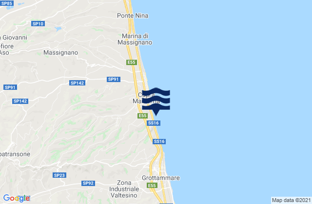 Mapa da tábua de marés em Cupra Marittima, Italy