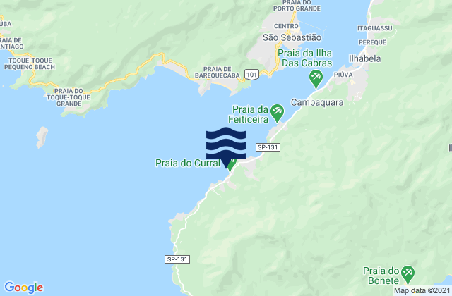 Mapa da tábua de marés em Curral, Brazil
