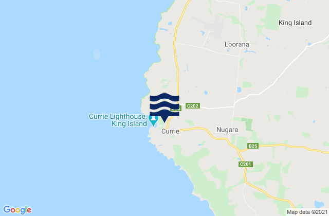 Mapa da tábua de marés em Currie, Australia