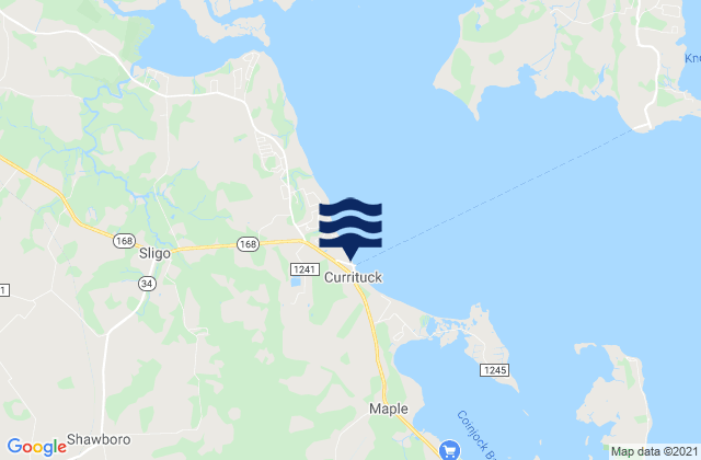 Mapa da tábua de marés em Currituck, United States