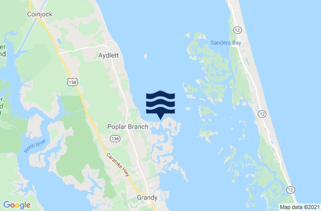 Mapa da tábua de marés em Currituck Sound, United States
