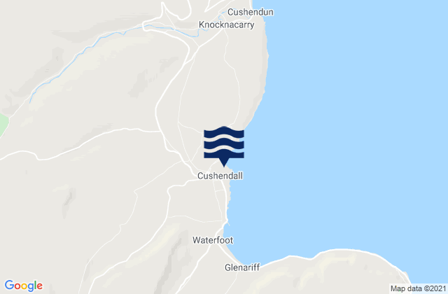 Mapa da tábua de marés em Cushendall, United Kingdom
