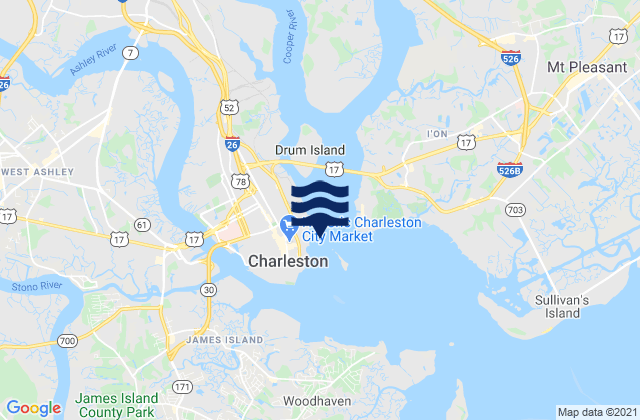 Mapa da tábua de marés em Customhouse Reach, United States
