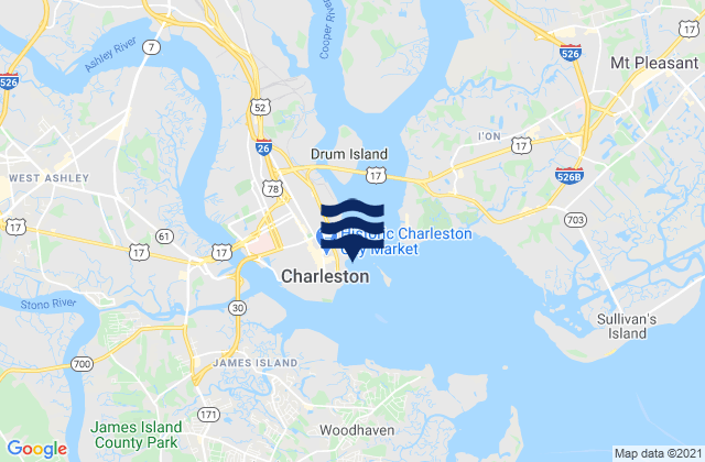 Mapa da tábua de marés em Customhouse Reach off Customhouse, United States