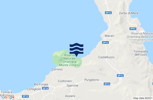 Mapa da tábua de marés em Custonaci, Italy