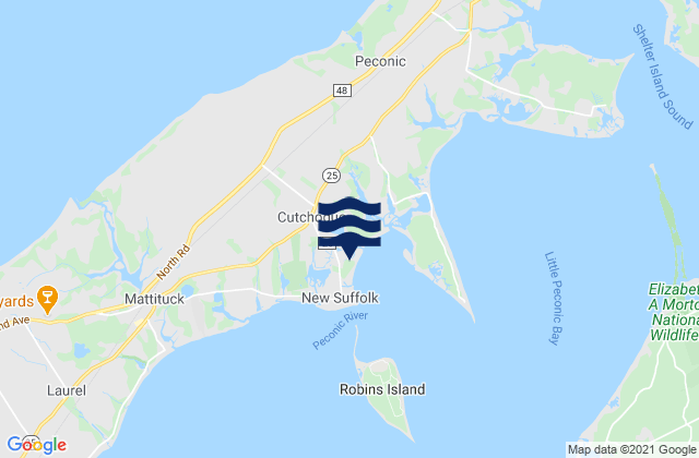 Mapa da tábua de marés em Cutchogue, United States