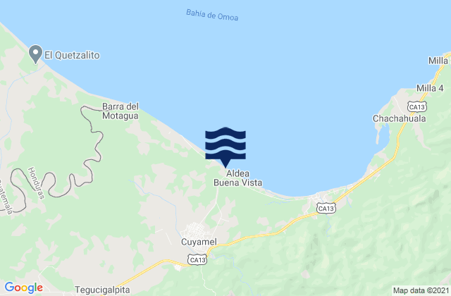 Mapa da tábua de marés em Cuyamel, Honduras