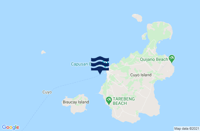 Mapa da tábua de marés em Cuyo Cuyo Island, Philippines